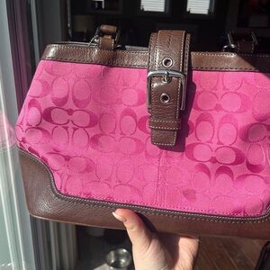 Vintage Coach Pink and Brown Shoulder Purse